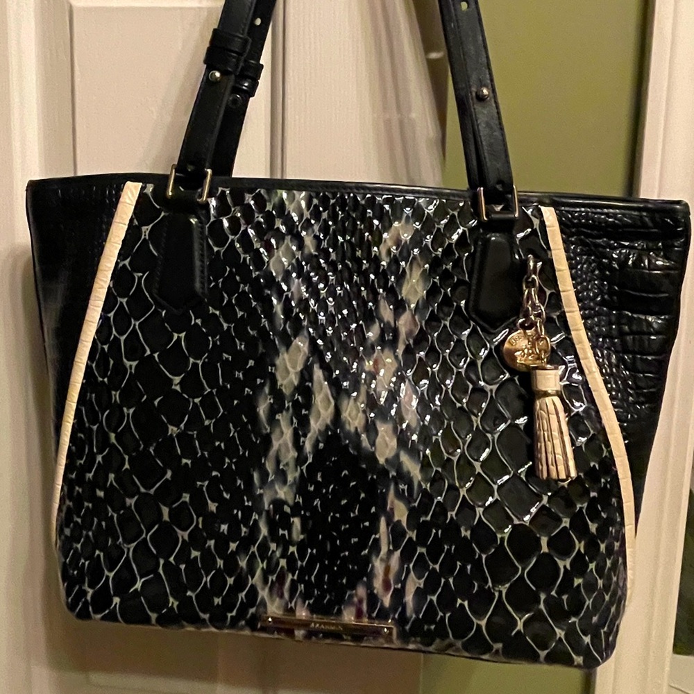 Rare Find!! Brahmin Medium Asher Python Print Tot… - image 1